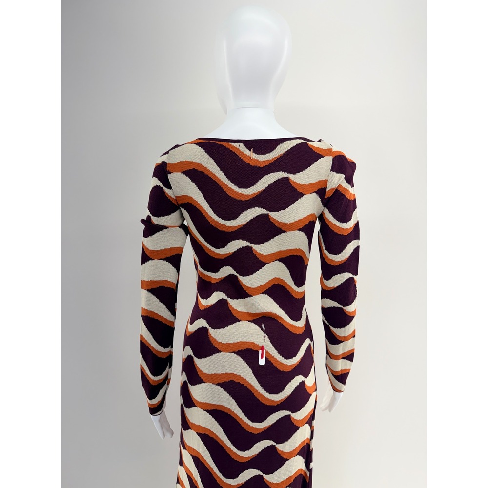 MISA LOS ANGELES Wavy Knit Maxi Dress Long Sleeve Side Slit Purpl Orange Cream M - Picture 10 of 10